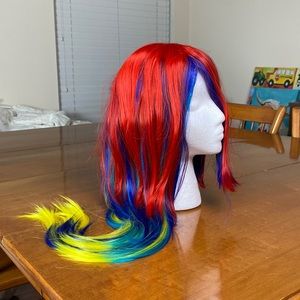 Layered Rainbow multi color wig purple blue pink green Cosplay dancer costumer
